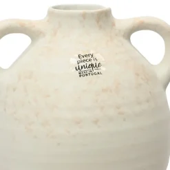 Decoris Vaas kruik model - terracotta - wit - D17 x H17 - vintage