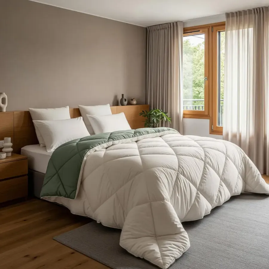 Dekbedden-Sleeptime Dekbed zonder Overtrek Diamond 240x200 – Met Kussenslopen– Wasbaar – Crème/Groen