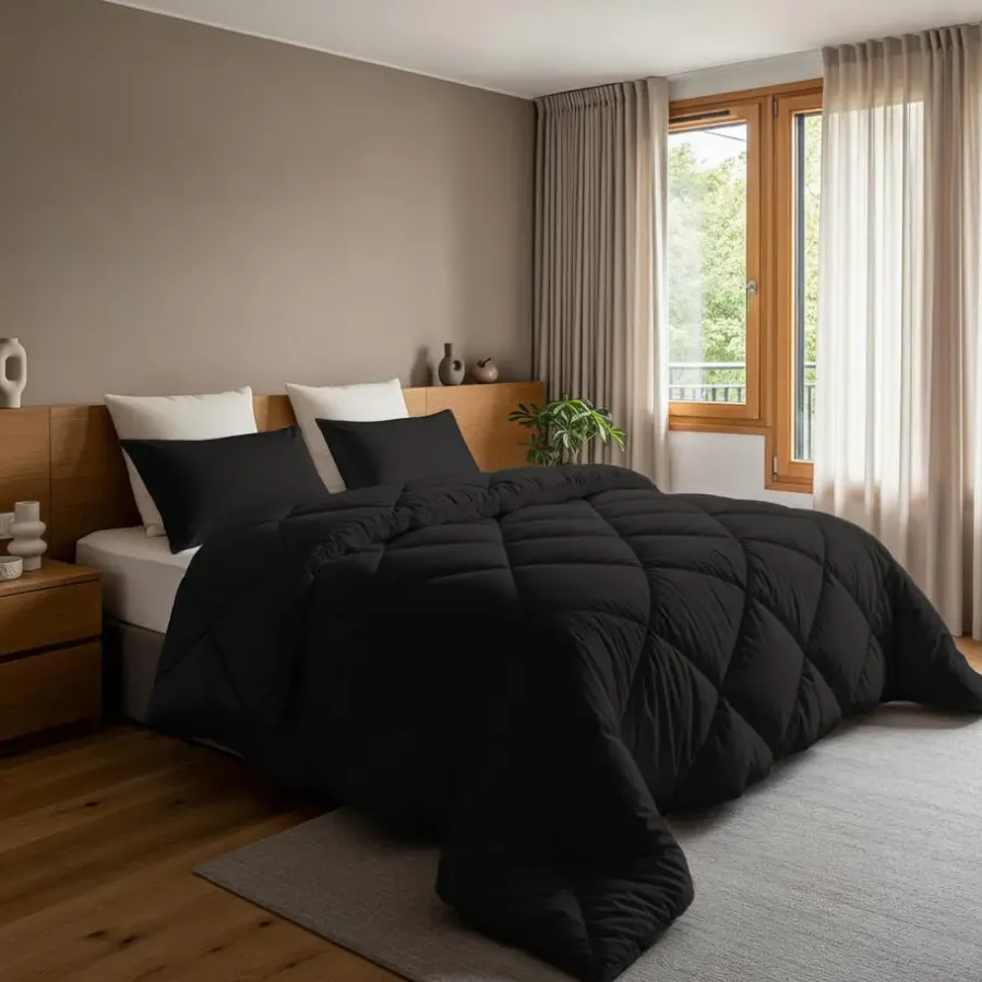Sleeptime Dekbed zonder Overtrek Diamond 200x200 – Incl. Kussenslopen – Wasbaar – Zwart