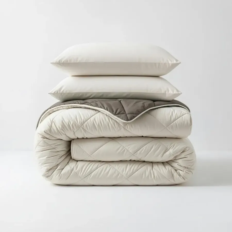 Dekbedden-Sleeptime Dekbed zonder Overtrek Diamond 240x200 – Met Kussenslopen – Wasbaar – Crème/Kaki