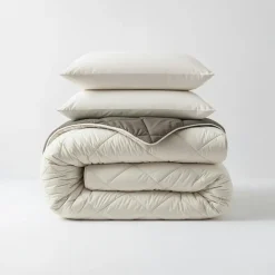 Sleeptime Dekbed zonder Overtrek Diamond 200x200 – Met Kussenslopen – Wasbaar – Crème/Kaki