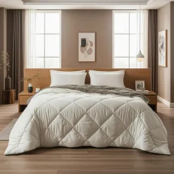 Sleeptime Dekbed zonder Overtrek Diamond 200x200 – Met Kussenslopen – Wasbaar – Crème/Kaki