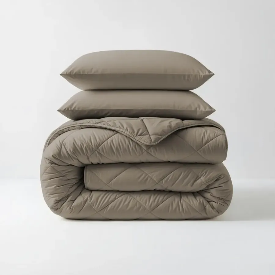 Sleeptime Dekbed zonder Overtrek Diamond 200x200 – Incl. Kussenslopen – Wasbaar – Taupe