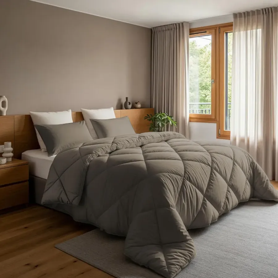 Sleeptime Dekbed zonder Overtrek Diamond 200x200 – Incl. Kussenslopen – Wasbaar – Taupe