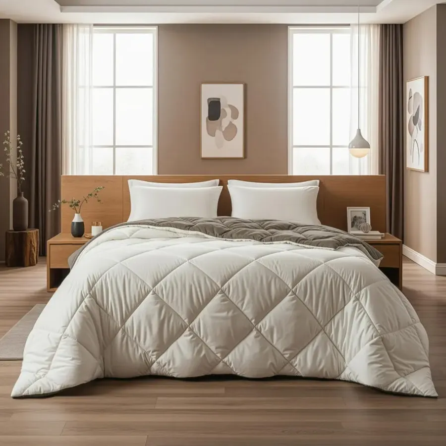 Dekbedden-Sleeptime Dekbed zonder Overtrek Diamond 240x200 – Met Kussenslopen – Wasbaar – Groen/Kaki