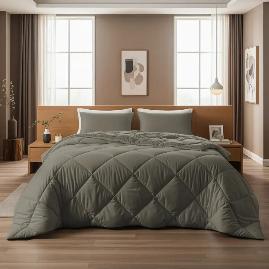 Dekbedden-Sleeptime Dekbed zonder Overtrek Diamond 240x200 – Incl. Kussenslopen – Wasbaar – Kaki