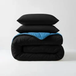 Dekbedden-Sleeptime Dekbed zonder Overtrek Diamond 200x200 – Met Kussenslopen– Wasbaar – Zwart/Blauw