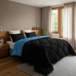 Dekbedden-Sleeptime Dekbed zonder Overtrek Diamond 200x200 – Met Kussenslopen– Wasbaar – Zwart/Blauw