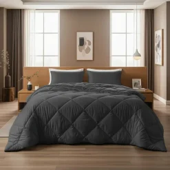 Dekbedden-Sleeptime Dekbed zonder Overtrek Diamond 200x200 – Met Kussenslopen – Wasbaar – Antraciet
