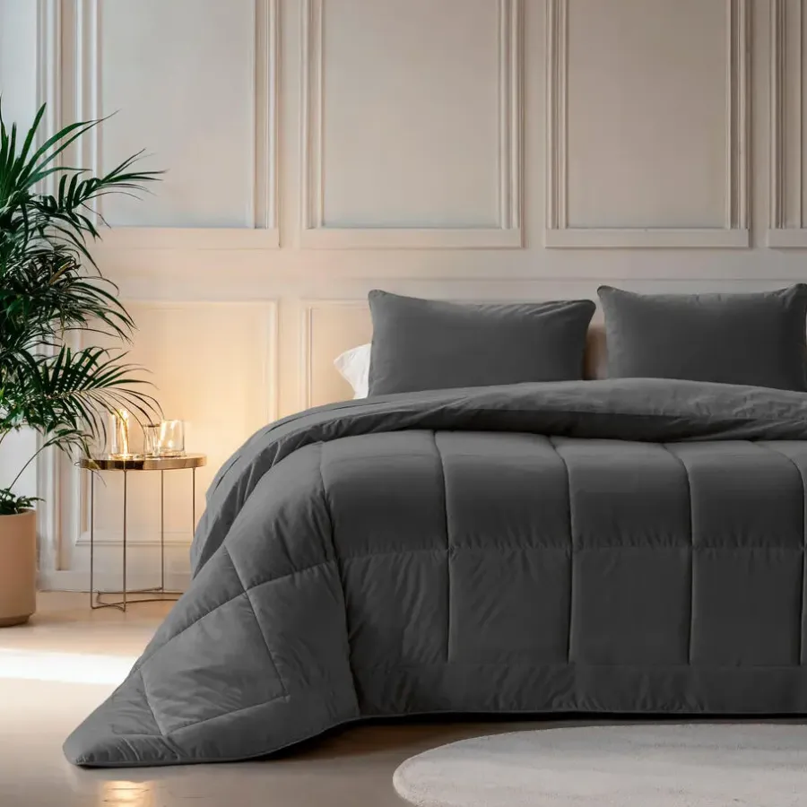 Dekbedden-Sleeptime Dekbed zonder Overtrek Velvet 240x200 – Superzacht & Wasbaar – Antraciet