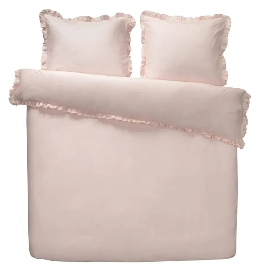 Leen Bakker Dekbedovertrek Cato effen - roze - 200x200/220 cm