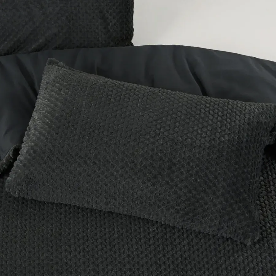 Sleeptime Dekbedovertrek Fur Teddy 240x220 – Fluweelzacht & Knus Design – Antraciet