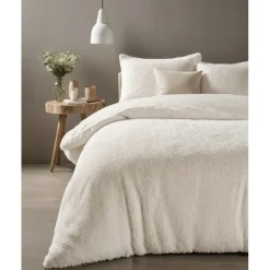 1-Persoons Dekbedovertrekken-Sleeptime Dekbedovertrek Fur Teddy 140x220 – Fluweelzacht & Knus Design – Beige