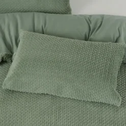 Dekbedovertrekken|1-Persoons Dekbedovertrekken-Sleeptime Dekbedovertrek Fur Teddy 140x220 – Fluweelzacht & Knus Design – Groen