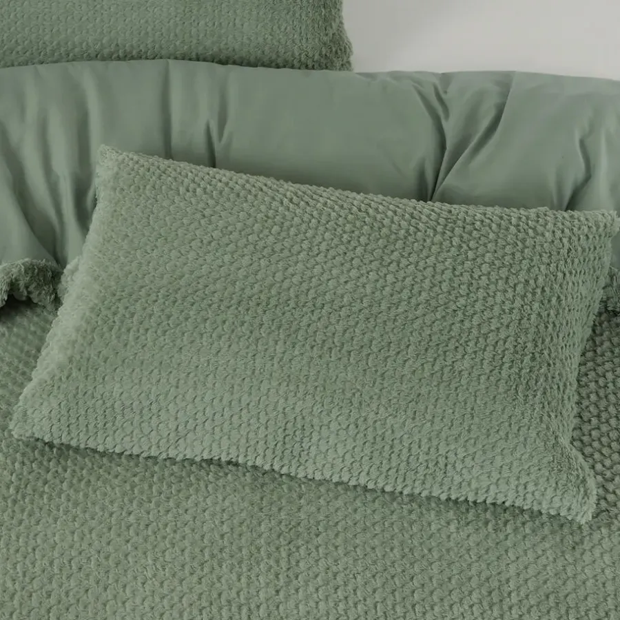 Dekbedovertrekken|1-Persoons Dekbedovertrekken-Sleeptime Dekbedovertrek Fur Teddy 140x220 – Fluweelzacht & Knus Design – Groen