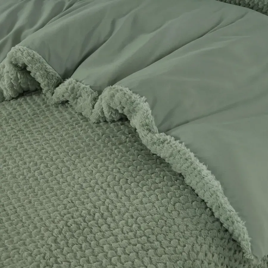 Dekbedovertrekken|1-Persoons Dekbedovertrekken-Sleeptime Dekbedovertrek Fur Teddy 140x220 – Fluweelzacht & Knus Design – Groen