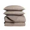 Sleeptime Dekbedovertrek Japandi 200x220 – Flanel Fleece – Zacht & Warm – Taupe
