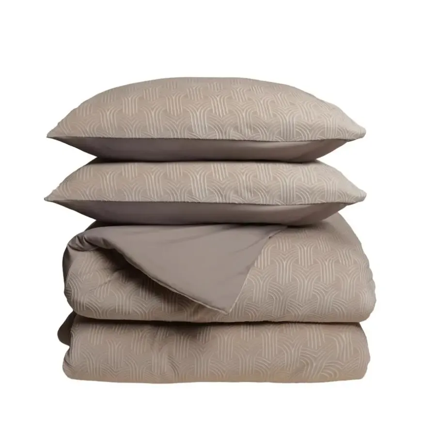 Sleeptime Dekbedovertrek Japandi 200x220 – Flanel Fleece – Zacht & Warm – Taupe