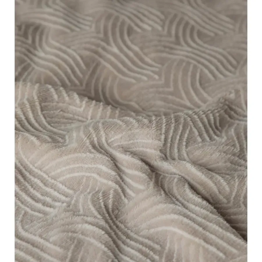 Sleeptime Dekbedovertrek Japandi 200x220 – Flanel Fleece – Zacht & Warm – Taupe