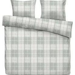 Leen Bakker Dekbedovertrek Laurens - off-white/groen - 240x200/220 cm