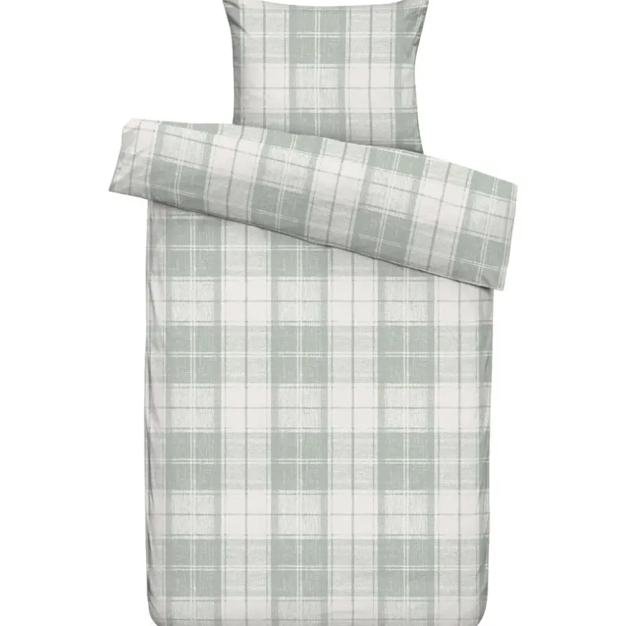 Leen Bakker Dekbedovertrek Laurens - off-white/groen - 140x200/220 cm