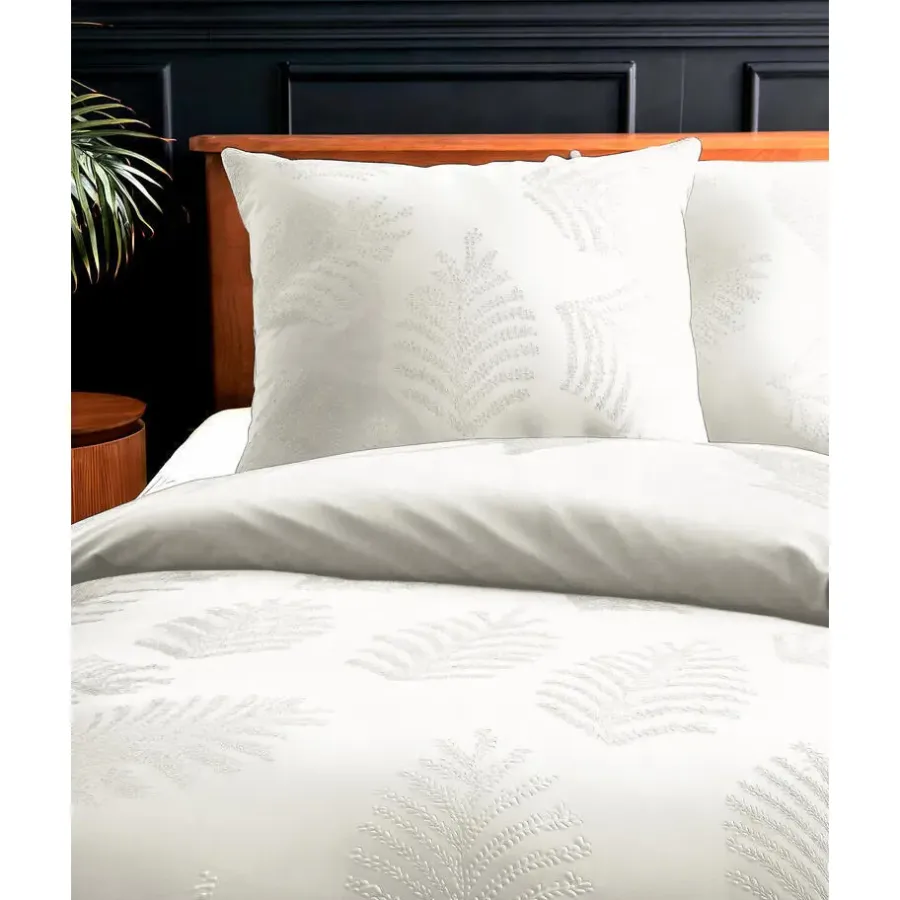 Sleeptime Dekbedovertrek Leaves 200x200 – Fluweelzacht Uni Design – Crème