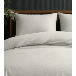 Sleeptime Dekbedovertrek Leaves 200x200 – Fluweelzacht Uni Design – Crème