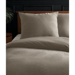 2-Persoons Dekbedovertrekken-Sleeptime Dekbedovertrek Leaves 200x200 – Fluweelzacht Uni Design – Taupe