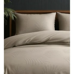 2-Persoons Dekbedovertrekken-Sleeptime Dekbedovertrek Leaves 200x200 – Fluweelzacht Uni Design – Taupe