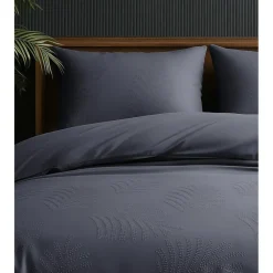 Lits-Jumeaux Dekbedovertrekken-Sleeptime Dekbedovertrek Leaves 240x220 – Fluweelzacht Uni Design – Antraciet
