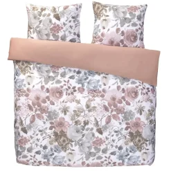 Leen Bakker Dekbedovertrek Nova bloemen - wit/roze - 240x200/220 cm