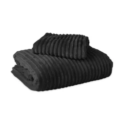 Sleeptime Dekbedovertrek Teddy Rib 200x220 – Fluweelzacht & Knus Design - Zwart