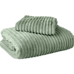 1-Persoons Dekbedovertrekken-Sleeptime Dekbedovertrek Teddy Rib 140x220 – Fluweelzacht & Knus Design - Groen