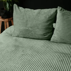 1-Persoons Dekbedovertrekken-Sleeptime Dekbedovertrek Teddy Rib 140x220 – Fluweelzacht & Knus Design - Groen