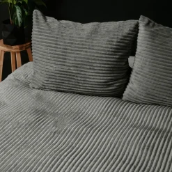 Sleeptime Dekbedovertrek Teddy Rib 200x220 – Fluweelzacht & Knus Design - Grijs