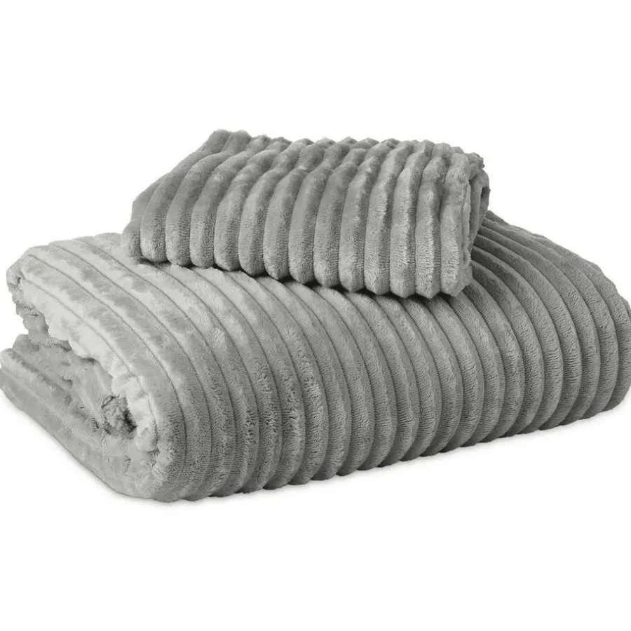 Sleeptime Dekbedovertrek Teddy Rib 200x220 – Fluweelzacht & Knus Design - Grijs