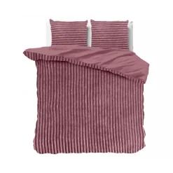 Sleeptime Dekbedovertrek Teddy Rib 240x220 – Fluweelzacht & Knus Design - Roze