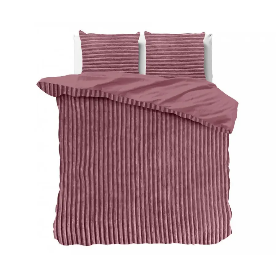 Sleeptime Dekbedovertrek Teddy Rib 240x220 – Fluweelzacht & Knus Design - Roze