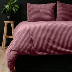 Sleeptime Dekbedovertrek Teddy Rib 240x220 – Fluweelzacht & Knus Design - Roze