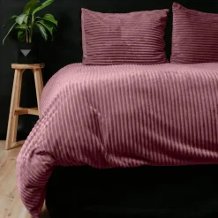 Sleeptime Dekbedovertrek Teddy Rib 240x220 – Fluweelzacht & Knus Design - Roze