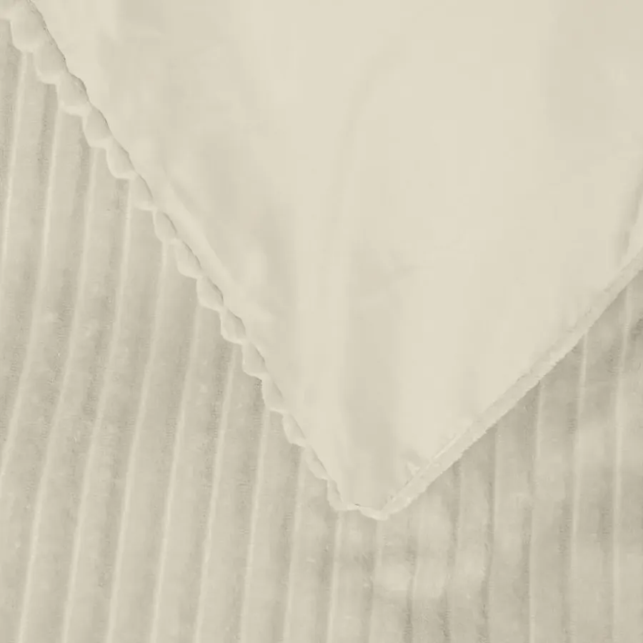 Sleeptime Dekbedovertrek Teddy Rib 140x220 – Fluweelzacht & Knus Design - Beige