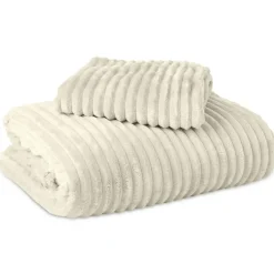 Sleeptime Dekbedovertrek Teddy Rib 140x220 – Fluweelzacht & Knus Design - Beige