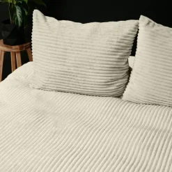 Sleeptime Dekbedovertrek Teddy Rib 140x220 – Fluweelzacht & Knus Design - Beige