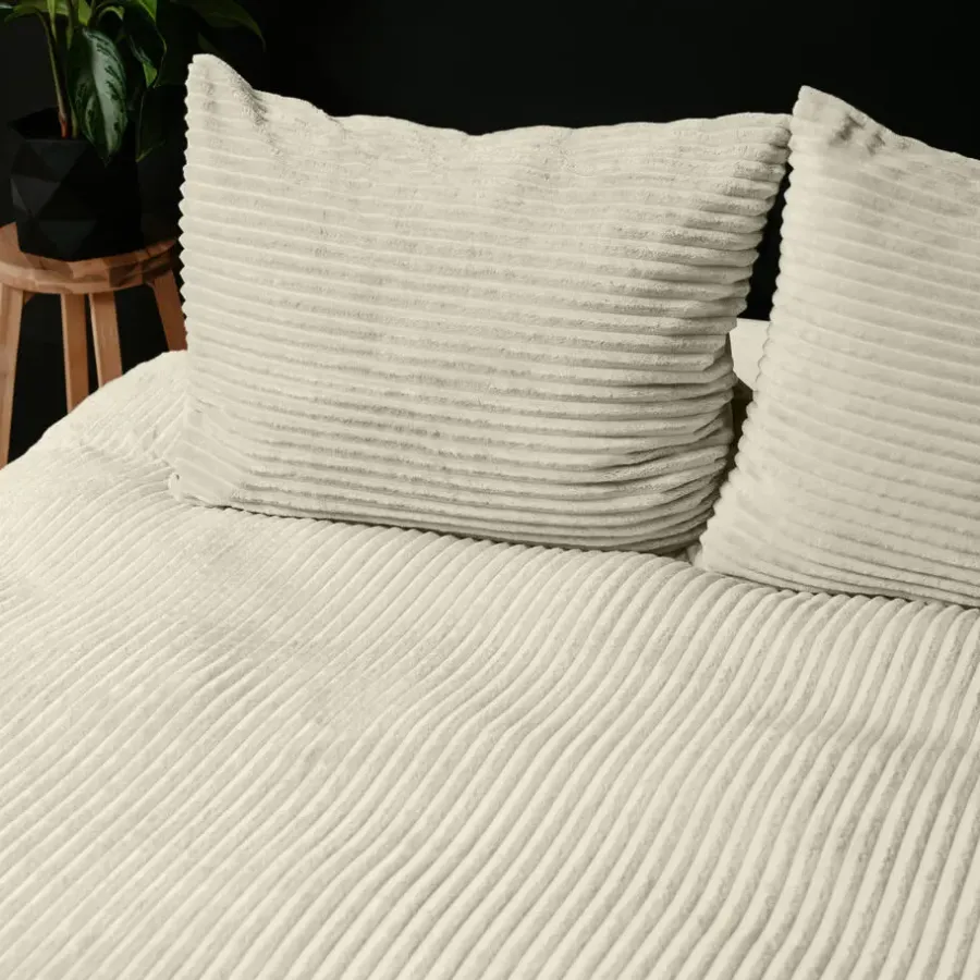 Sleeptime Dekbedovertrek Teddy Rib 140x220 – Fluweelzacht & Knus Design - Beige