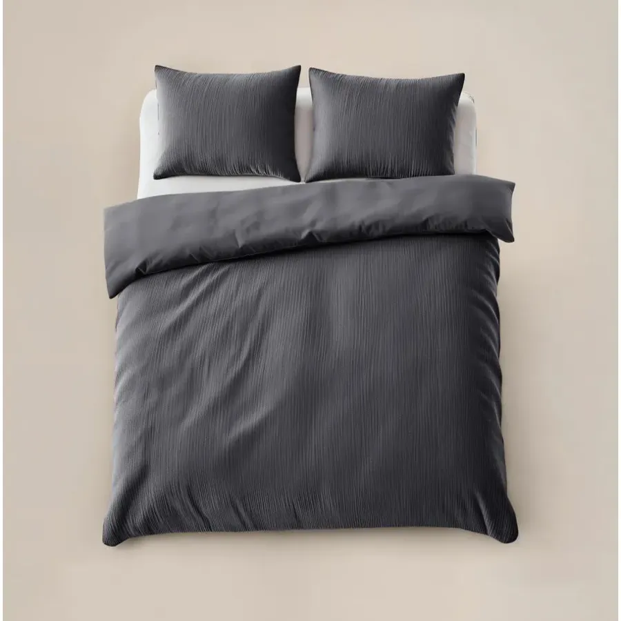 Dekbedovertrekken|Lits-Jumeaux Dekbedovertrekken-Sleeptime Dekbedovertrek Velvet Cartier 240x220 – Fluweelzacht Uni Design – Antraciet