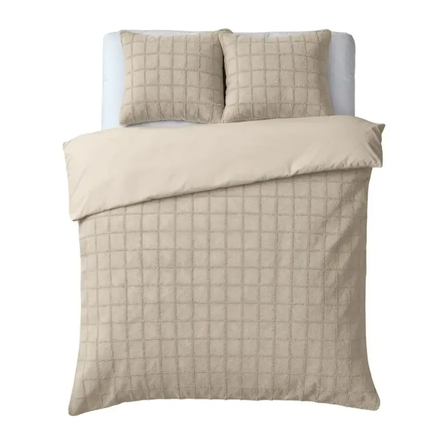Lits-Jumeaux Dekbedovertrekken-Sleeptime Dekbedovertrek 240x220 – Furry Check Design & Zacht Warm Fleece