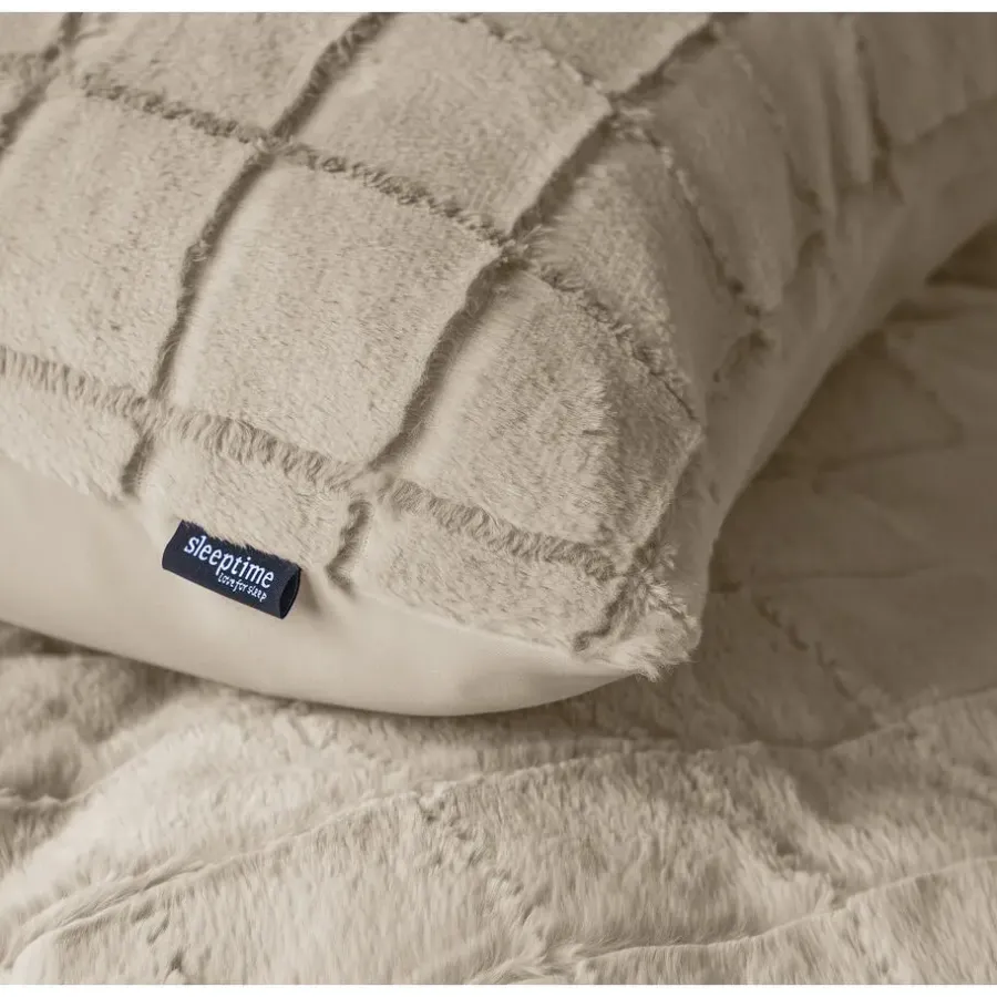 Lits-Jumeaux Dekbedovertrekken-Sleeptime Dekbedovertrek 240x220 – Furry Check Design & Zacht Warm Fleece