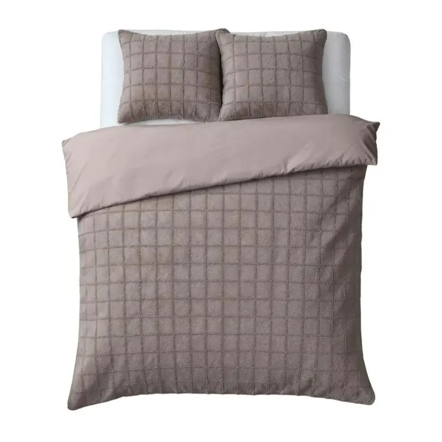 Sleeptime Dekbedovertrek 240x220 – Furry Check Design & Zacht Warm Fleece