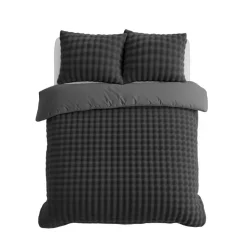 Sleeptime Dekbedovertrek 240x220 – Pompom Design & Warm Flanel Fleece - Antraciet