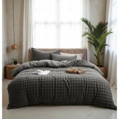 2-Persoons Dekbedovertrekken-Sleeptime Dekbedovertrek 200x220 – Pompom Design & Warm Flanel Fleece - Antraciet